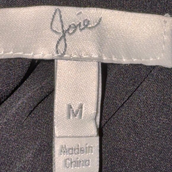 Joie Silk Poet Blouse Medium has Cords with Tassels at Keyhole Neckline Black - Picture 8 of 9